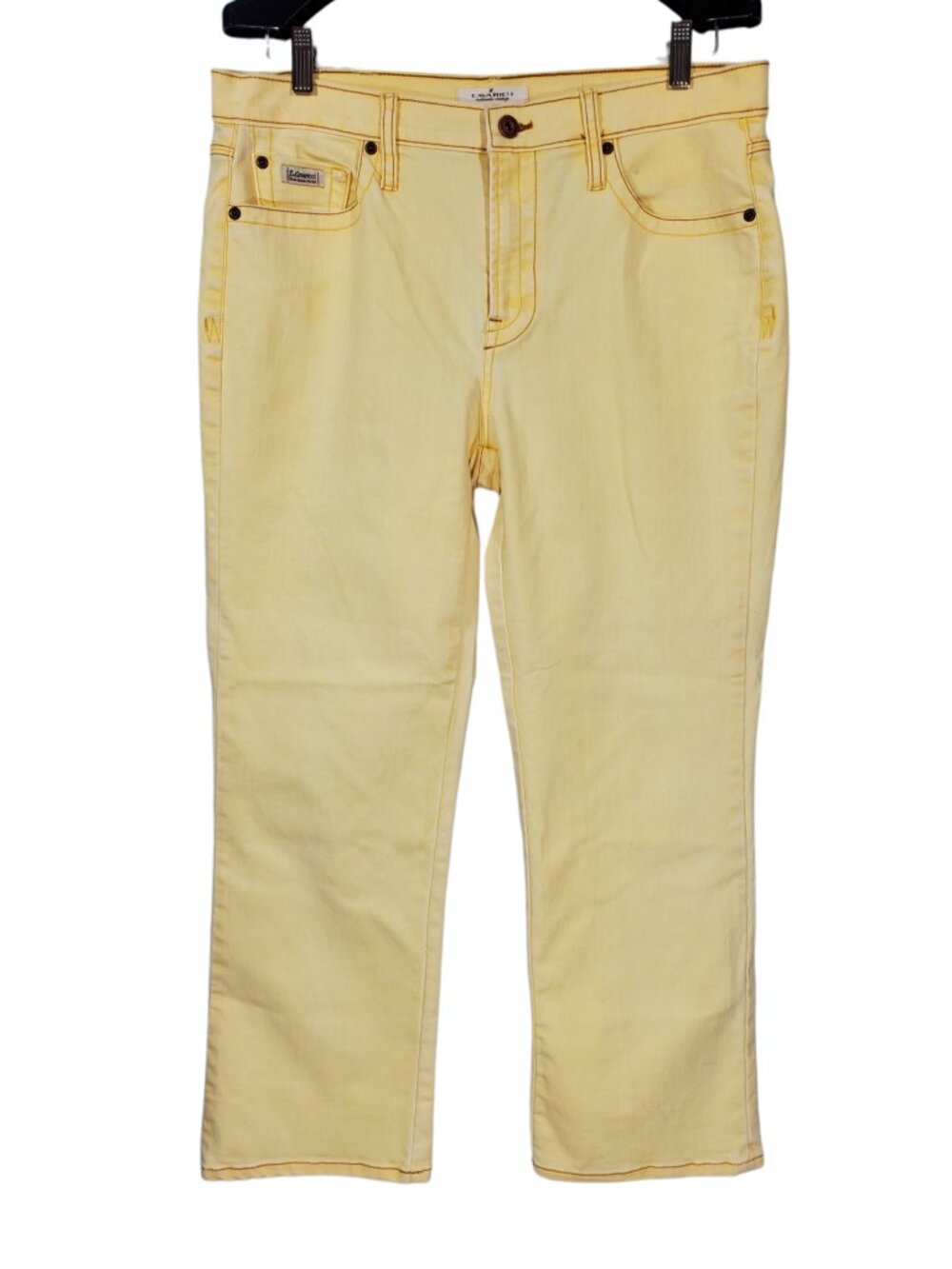 Vintage Z. Cavaricci Denim Jeans Women's 12 Pastel Yellow Straight-Leg 90s/2000s